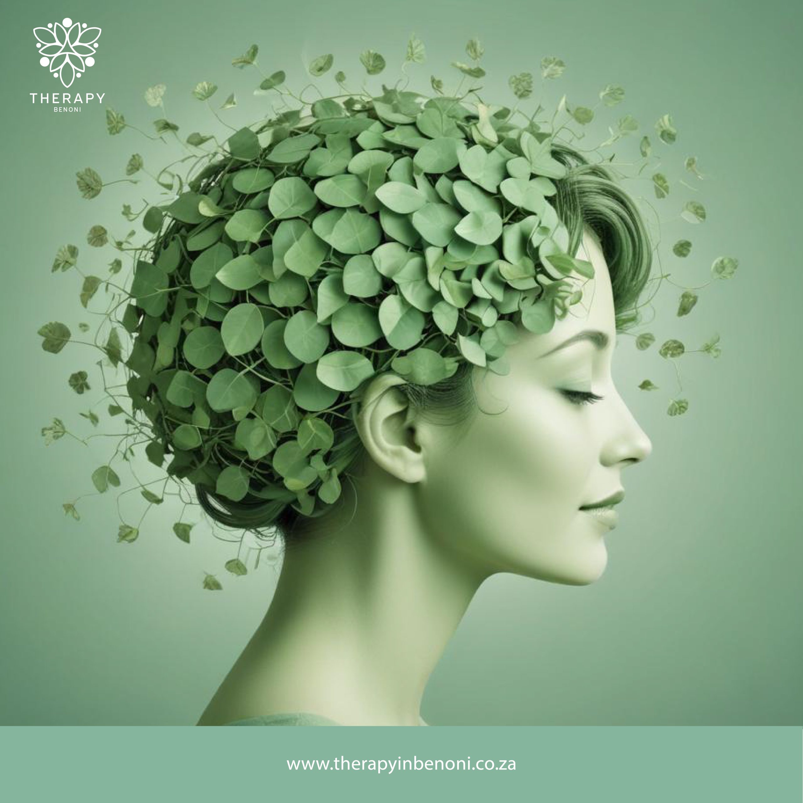 Profile of an adolescent with leafy green hair representing therapy for adolescent depression near Bedfordview at Therapy in Benoni.